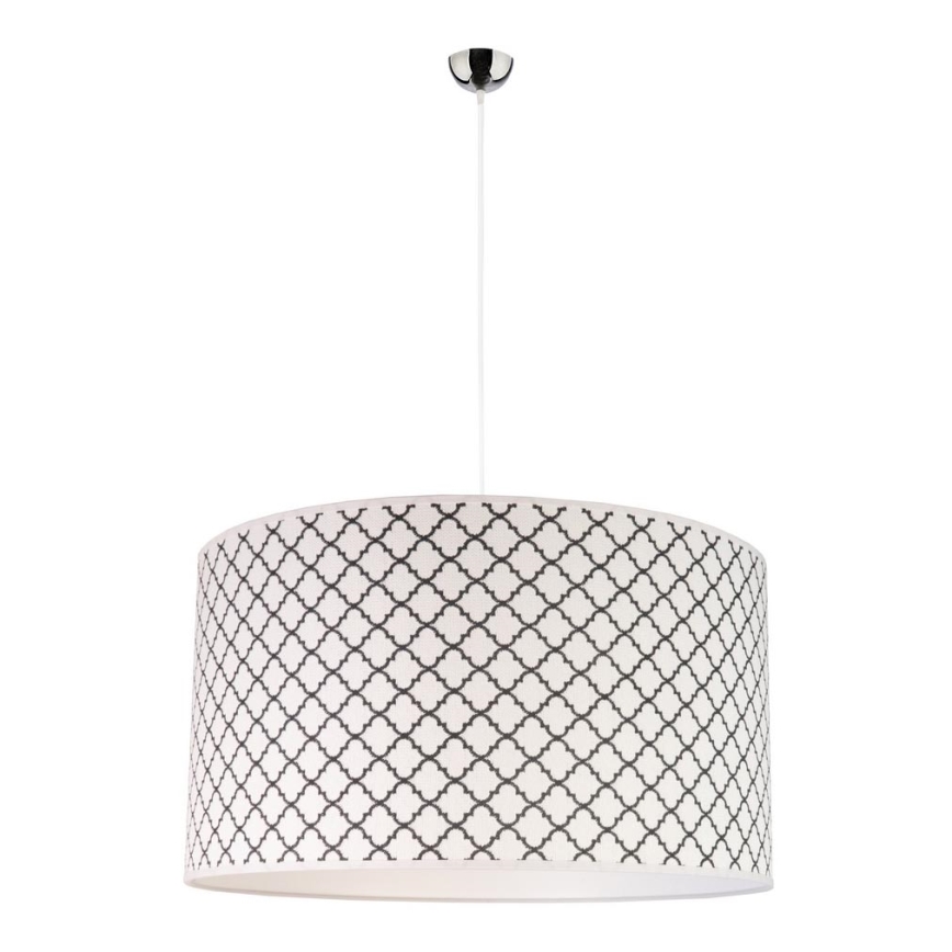 Duolla - Ljuskrona med textilsladd MAROKO 1xE27/40W/230V diameter 45 cm vit/svart