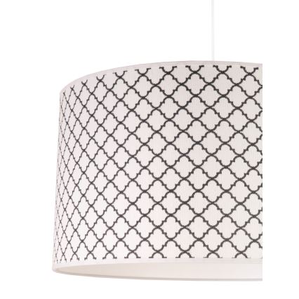 Duolla - Ljuskrona med textilsladd MAROKO 1xE27/40W/230V diameter 45 cm vit/svart