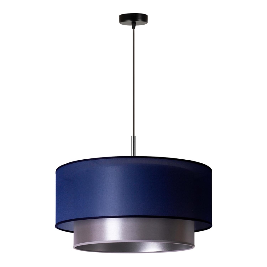 Duolla - Ljuskrona med textilsladd NANTES 1xE27/15W/230V diameter 45 cm blå/silver