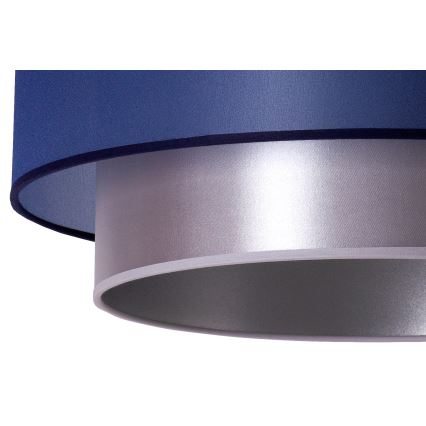 Duolla - Ljuskrona med textilsladd NANTES 1xE27/15W/230V diameter 45 cm blå/silver