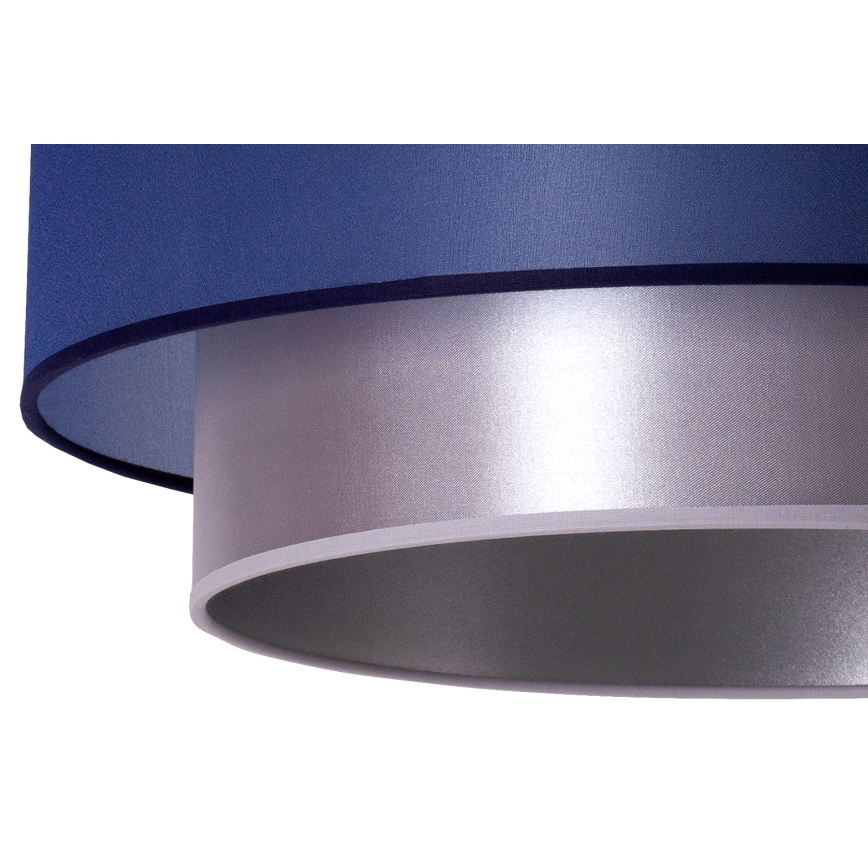 Duolla - Ljuskrona med textilsladd NANTES 1xE27/15W/230V diameter 45 cm blå/silver