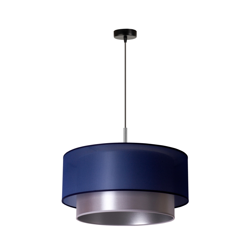Duolla - Ljuskrona med textilsladd NANTES 1xE27/15W/230V diameter 45 cm blå/silver