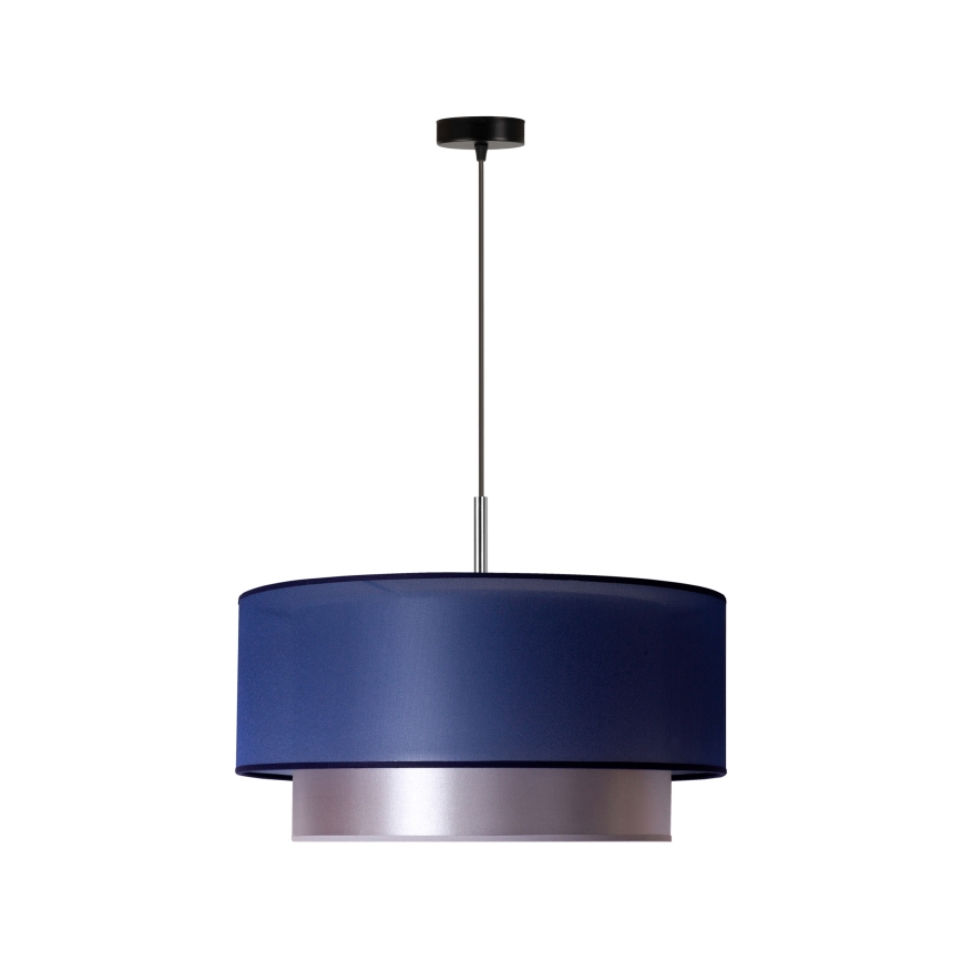 Duolla - Ljuskrona med textilsladd NANTES 1xE27/15W/230V diameter 45 cm blå/silver