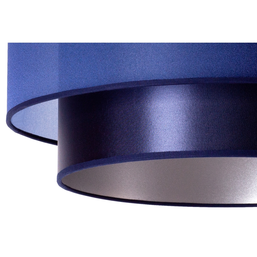 Duolla - Ljuskrona med textilsladd NANTES 1xE27/15W/230V diameter 45 cm blå/silver