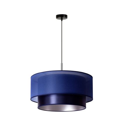 Duolla - Ljuskrona med textilsladd NANTES 1xE27/15W/230V diameter 45 cm blå/silver