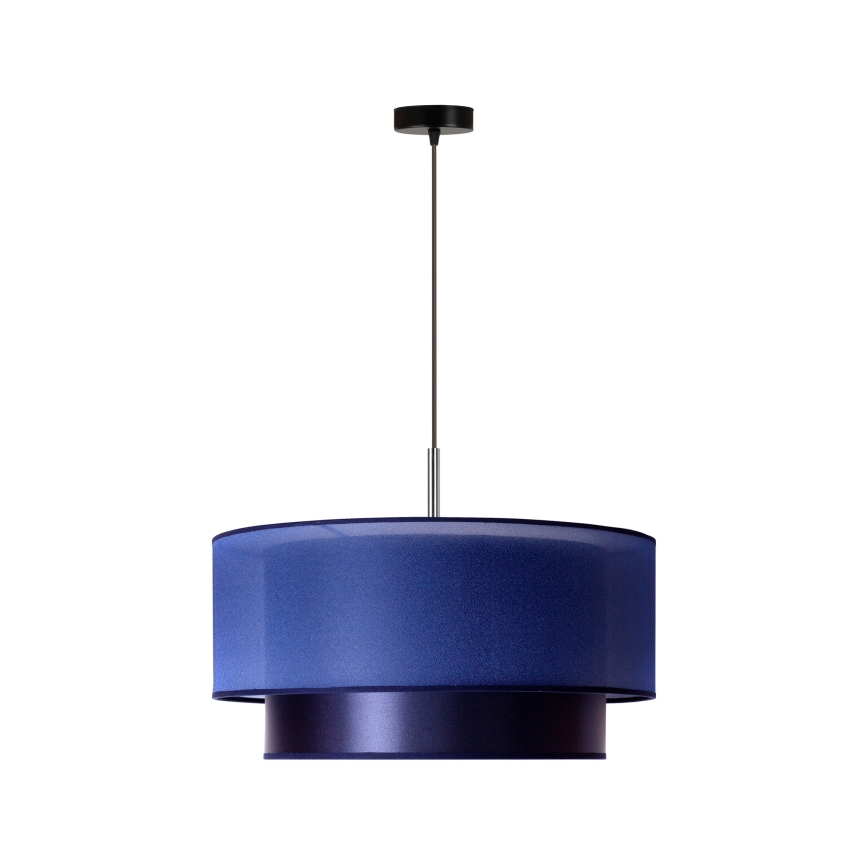Duolla - Ljuskrona med textilsladd NANTES 1xE27/15W/230V diameter 45 cm blå/silver