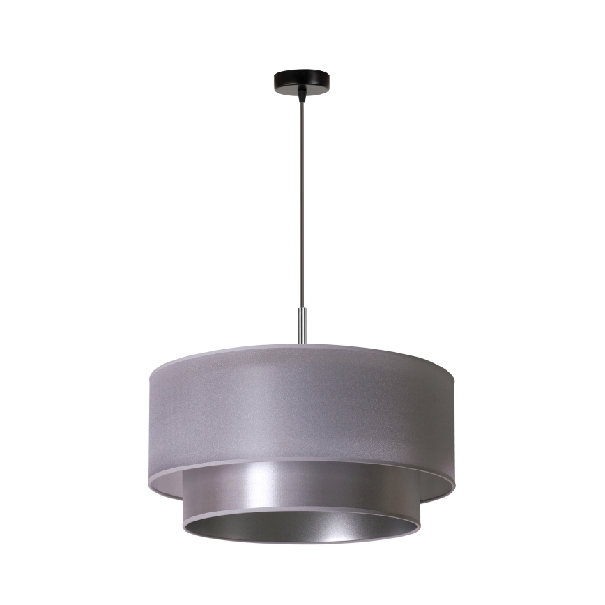 Duolla - Ljuskrona med textilsladd NANTES 1xE27/15W/230V diameter 45 cm silver