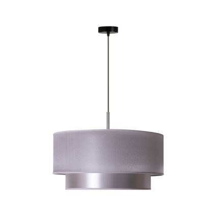 Duolla - Ljuskrona med textilsladd NANTES 1xE27/15W/230V diameter 45 cm silver