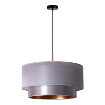 Duolla - Ljuskrona med textilsladd NANTES 1xE27/15W/230V diameter 45 cm silver/koppar