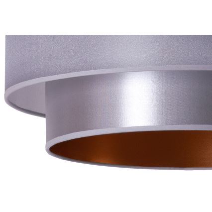 Duolla - Ljuskrona med textilsladd NANTES 1xE27/15W/230V diameter 45 cm silver/koppar