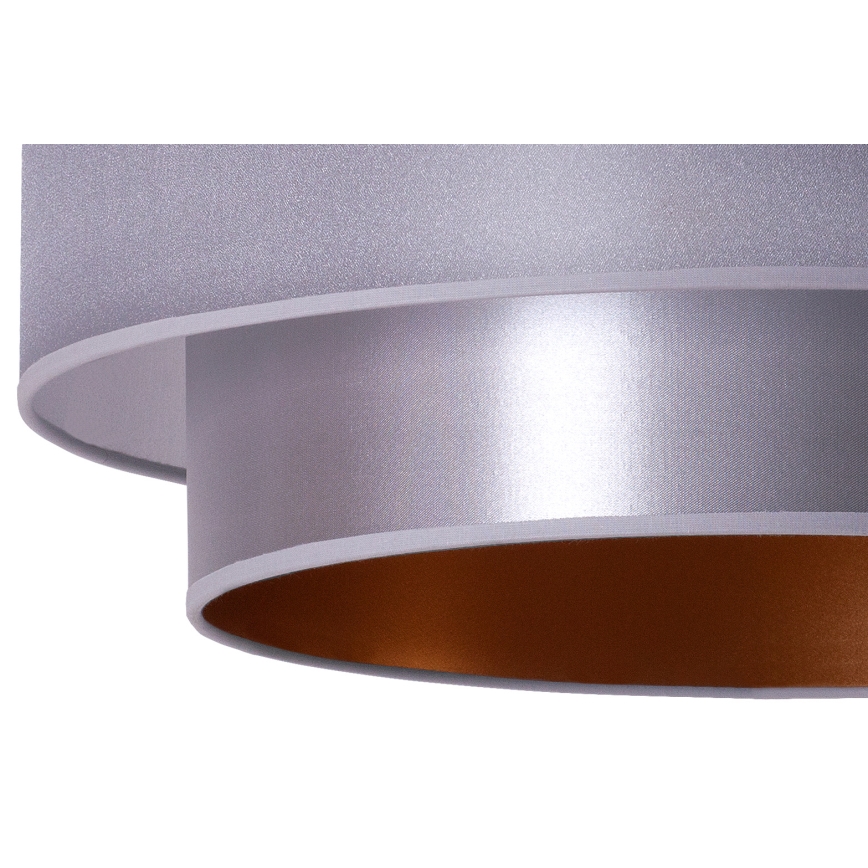 Duolla - Ljuskrona med textilsladd NANTES 1xE27/15W/230V diameter 45 cm silver/koppar