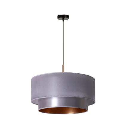Duolla - Ljuskrona med textilsladd NANTES 1xE27/15W/230V diameter 45 cm silver/koppar
