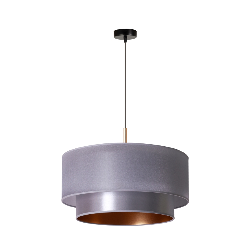 Duolla - Ljuskrona med textilsladd NANTES 1xE27/15W/230V diameter 45 cm silver/koppar
