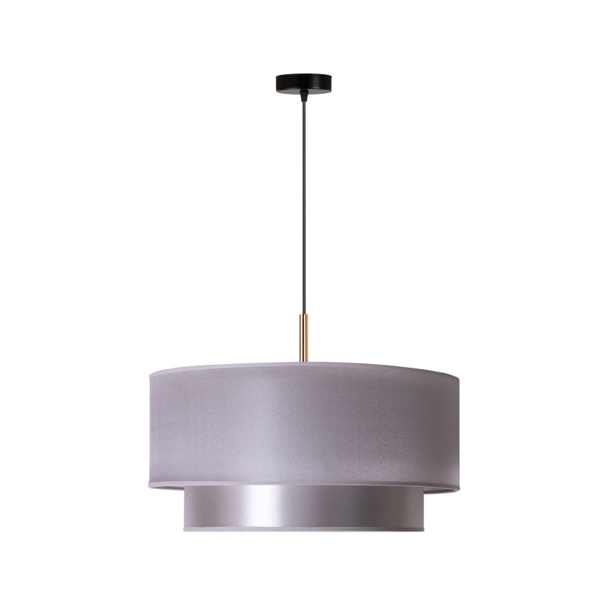 Duolla - Ljuskrona med textilsladd NANTES 1xE27/15W/230V diameter 45 cm silver/koppar