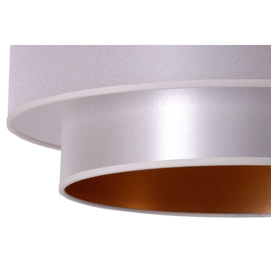 Duolla - Ljuskrona med textilsladd NANTES 1xE27/15W/230V diameter 45 cm silver/koppar