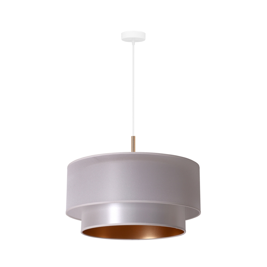 Duolla - Ljuskrona med textilsladd NANTES 1xE27/15W/230V diameter 45 cm silver/koppar
