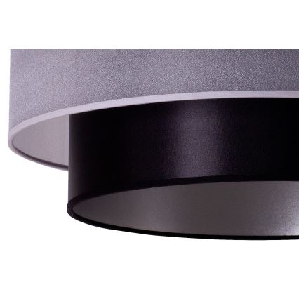 Duolla - Ljuskrona med textilsladd NANTES 1xE27/15W/230V diameter 45 cm silver/svart