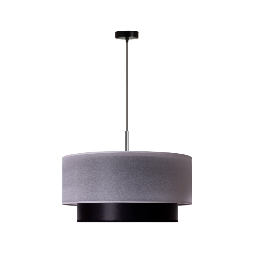 Duolla - Ljuskrona med textilsladd NANTES 1xE27/15W/230V diameter 45 cm silver/svart