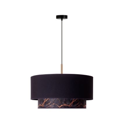 Duolla - Ljuskrona med textilsladd NANTES 1xE27/15W/230V diameter 45 cm svart/koppar
