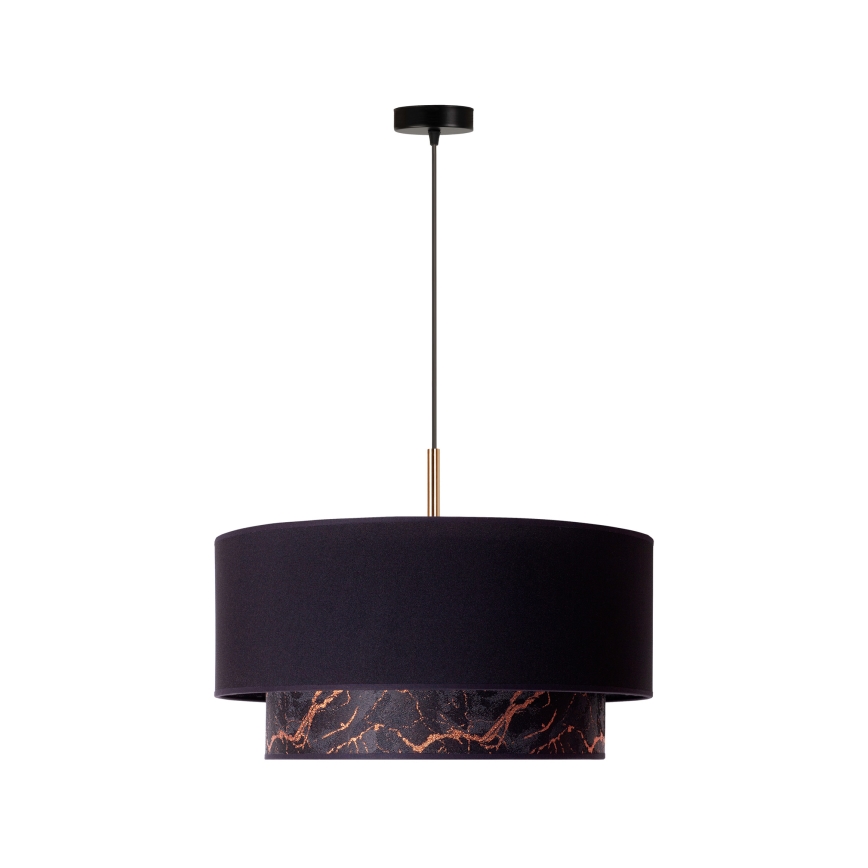 Duolla - Ljuskrona med textilsladd NANTES 1xE27/15W/230V diameter 45 cm svart/koppar