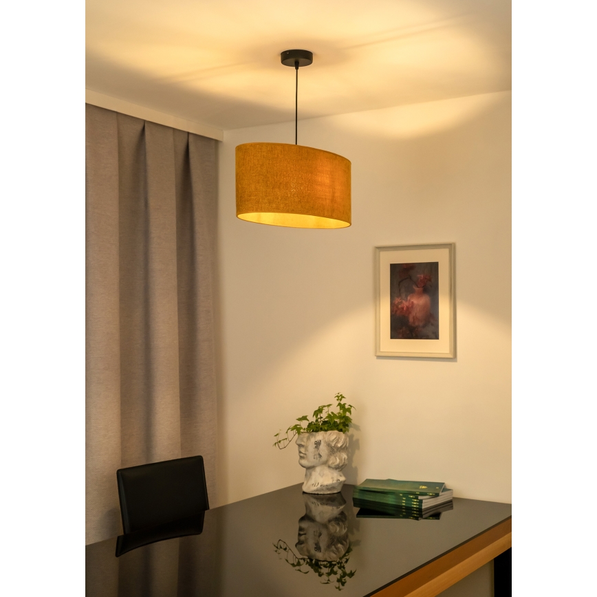 Duolla - Ljuskrona med textilsladd OVAL 1xE27/15W/230V brun