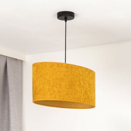 Duolla - Ljuskrona med textilsladd OVAL 1xE27/15W/230V brun