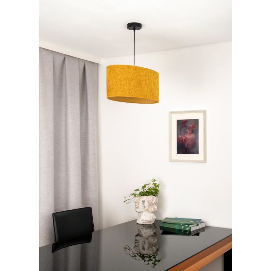 Duolla - Ljuskrona med textilsladd OVAL 1xE27/15W/230V brun