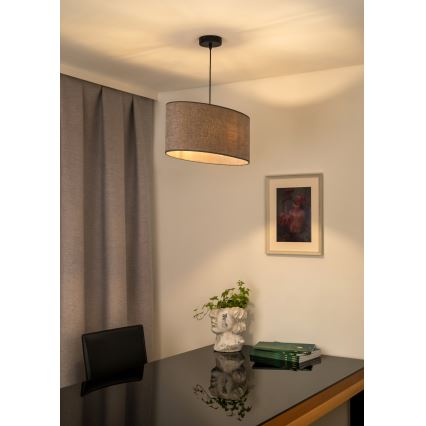 Duolla - Ljuskrona med textilsladd OVAL 1xE27/15W/230V brun
