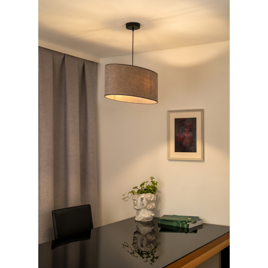 Duolla - Ljuskrona med textilsladd OVAL 1xE27/15W/230V brun