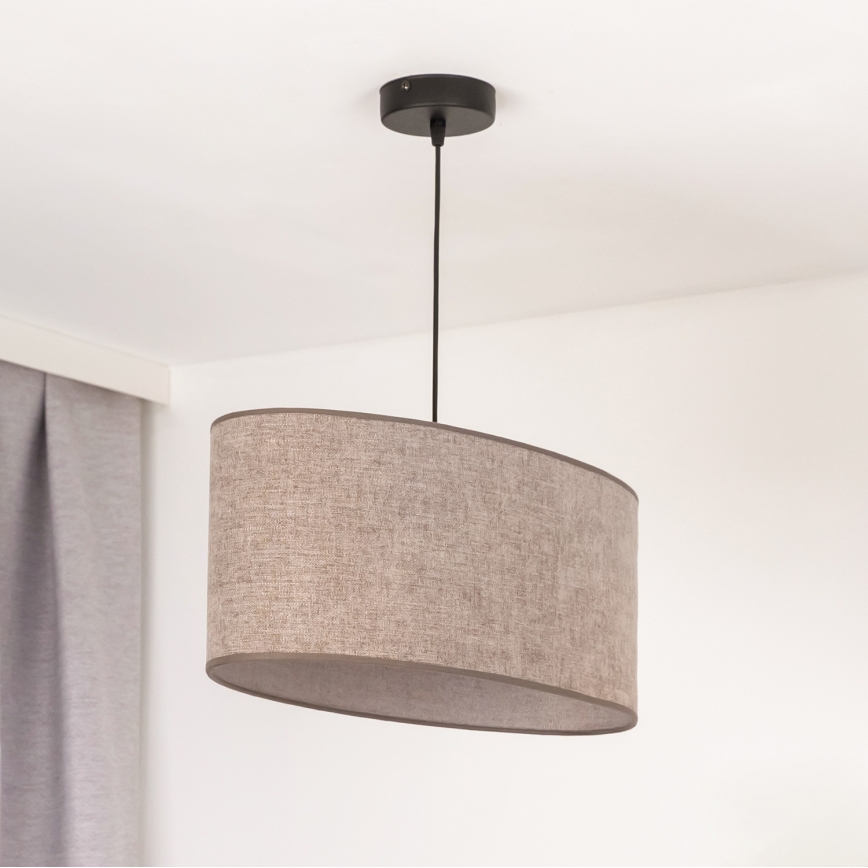 Duolla - Ljuskrona med textilsladd OVAL 1xE27/15W/230V brun