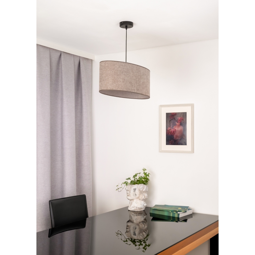 Duolla - Ljuskrona med textilsladd OVAL 1xE27/15W/230V brun