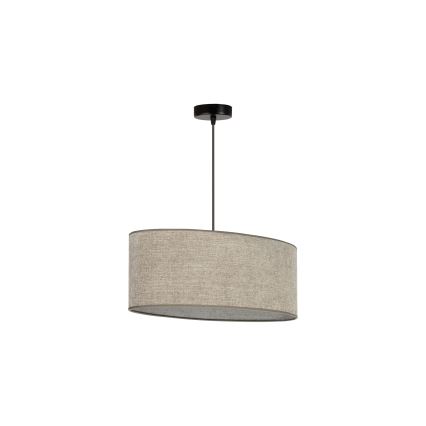 Duolla - Ljuskrona med textilsladd OVAL 1xE27/15W/230V brun