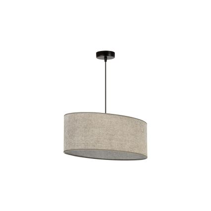 Duolla - Ljuskrona med textilsladd OVAL 1xE27/15W/230V brun