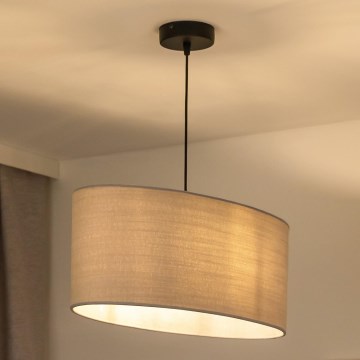 Duolla - Ljuskrona med textilsladd OVAL 1xE27/15W/230V grå
