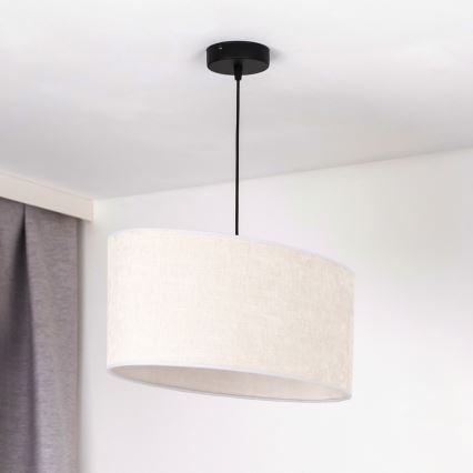 Duolla - Ljuskrona med textilsladd OVAL 1xE27/15W/230V grå