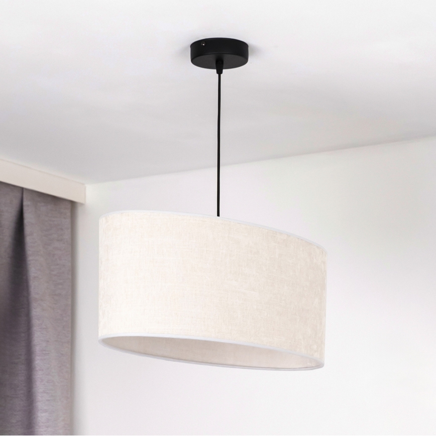 Duolla - Ljuskrona med textilsladd OVAL 1xE27/15W/230V grå