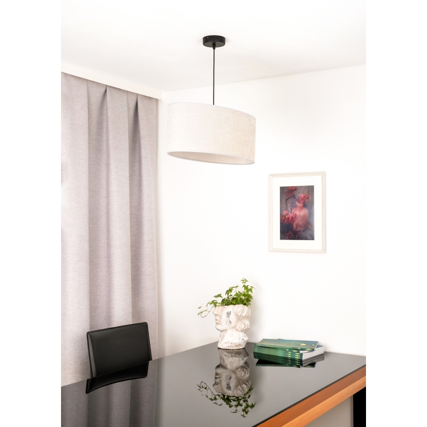 Duolla - Ljuskrona med textilsladd OVAL 1xE27/15W/230V grå