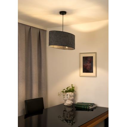 Duolla - Ljuskrona med textilsladd OVAL 1xE27/15W/230V grå