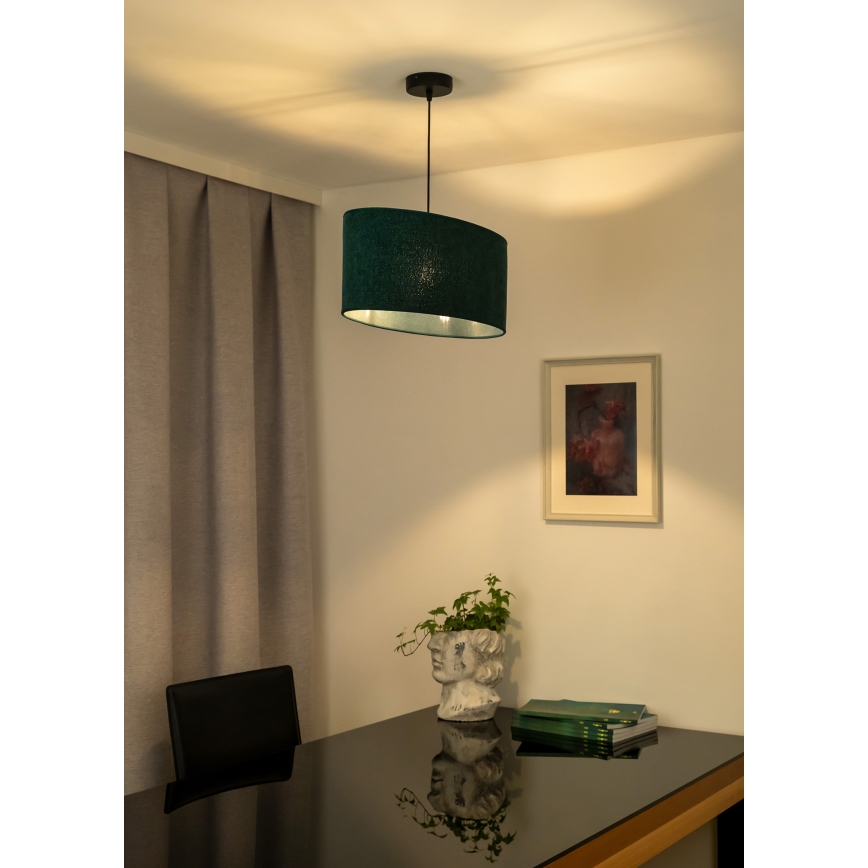 Duolla - Ljuskrona med textilsladd OVAL 1xE27/15W/230V grön