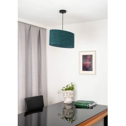 Duolla - Ljuskrona med textilsladd OVAL 1xE27/15W/230V grön
