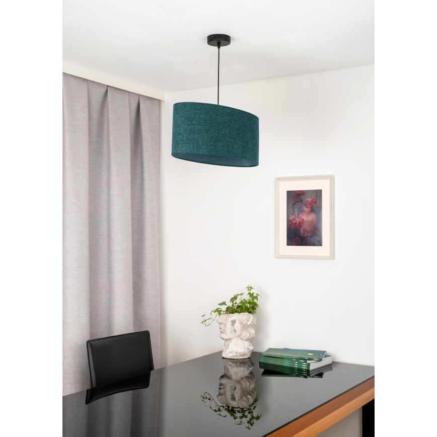 Duolla - Ljuskrona med textilsladd OVAL 1xE27/15W/230V grön
