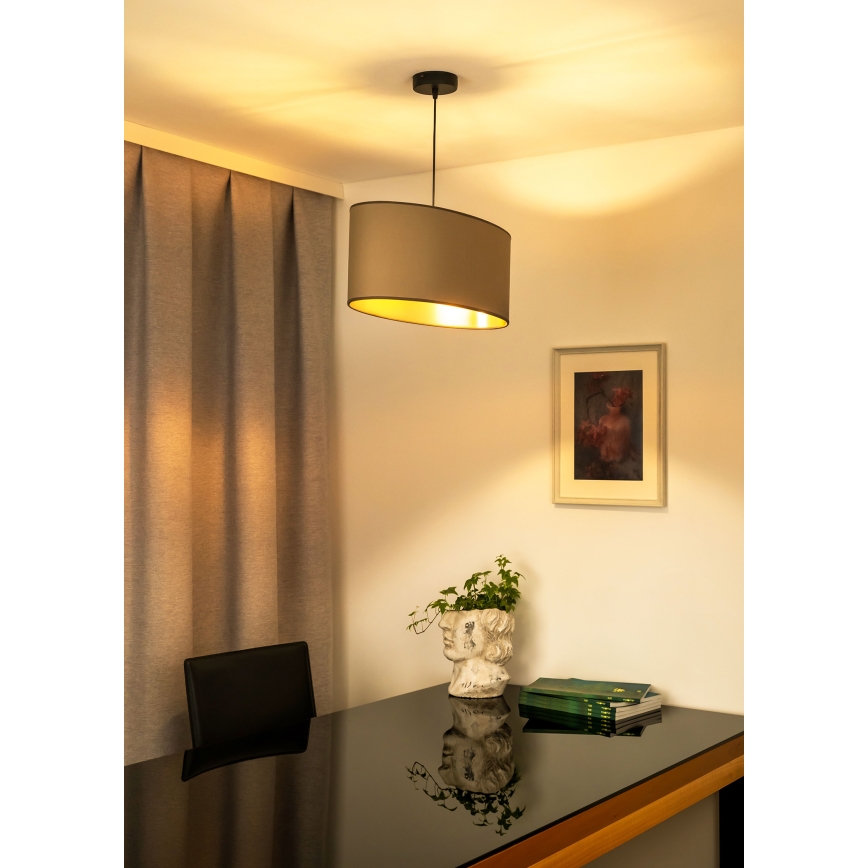 Duolla - Ljuskrona med textilsladd OVAL VEGAN 1xE27/15W/230V beige