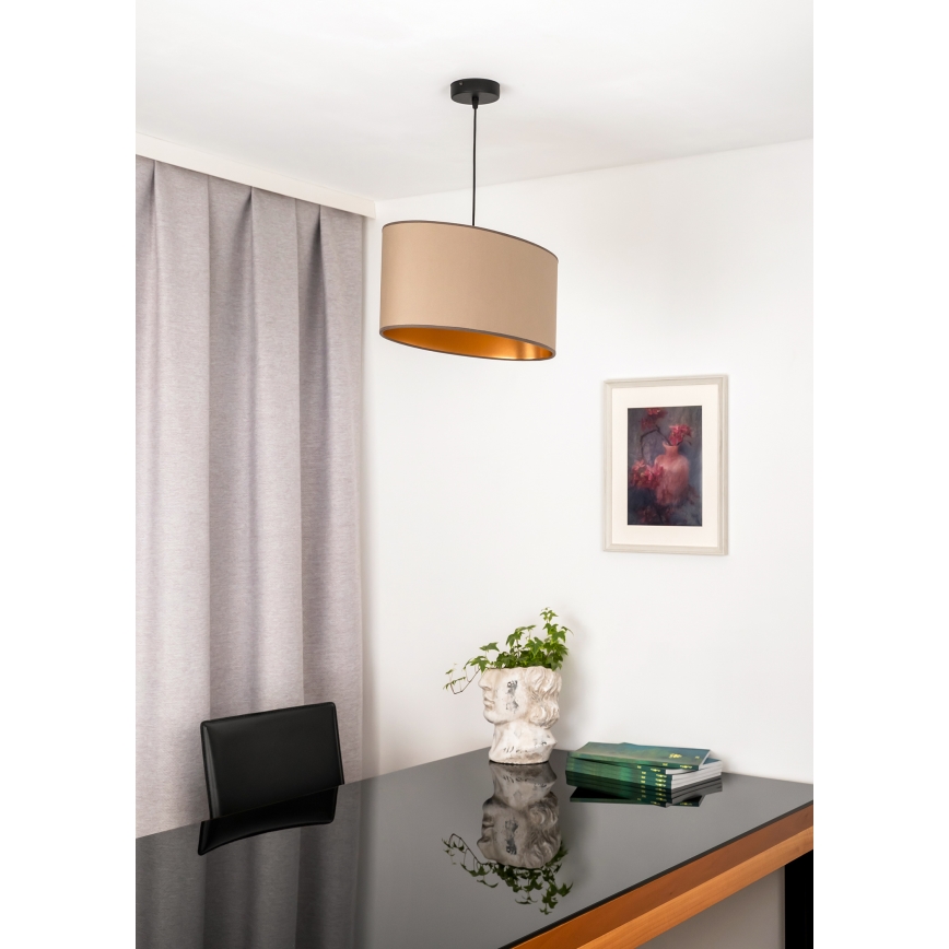 Duolla - Ljuskrona med textilsladd OVAL VEGAN 1xE27/15W/230V beige