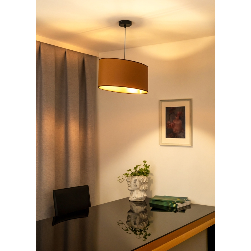 Duolla - Ljuskrona med textilsladd OVAL VEGAN 1xE27/15W/230V brun