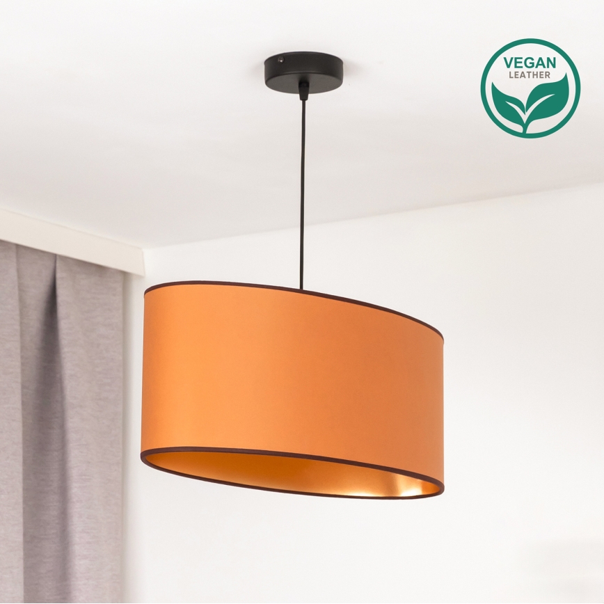 Duolla - Ljuskrona med textilsladd OVAL VEGAN 1xE27/15W/230V brun