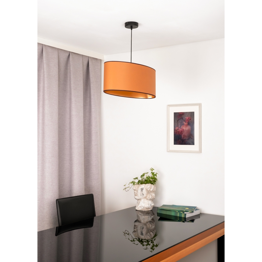 Duolla - Ljuskrona med textilsladd OVAL VEGAN 1xE27/15W/230V brun