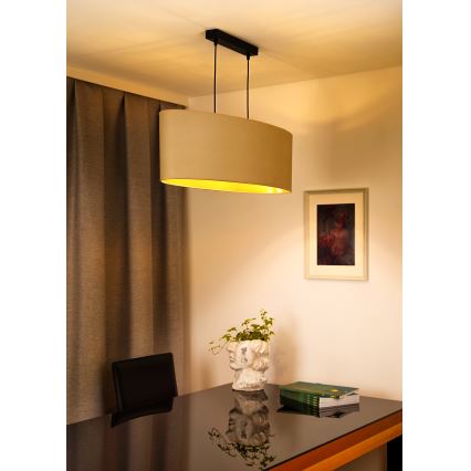 Duolla - Ljuskrona med textilsladd OVAL VEGAN 2xE27/15W/230V grädde