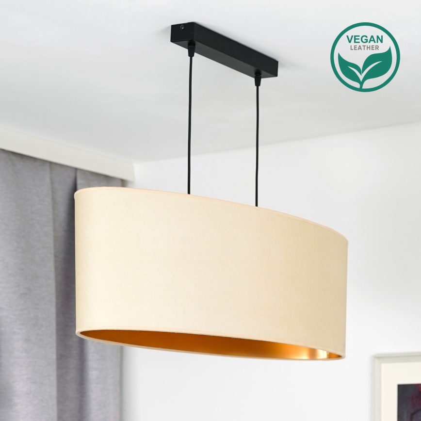 Duolla - Ljuskrona med textilsladd OVAL VEGAN 2xE27/15W/230V grädde