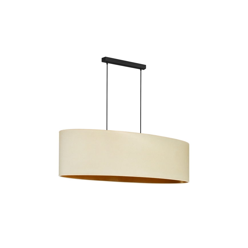 Duolla - Ljuskrona med textilsladd OVAL VEGAN 2xE27/15W/230V grädde