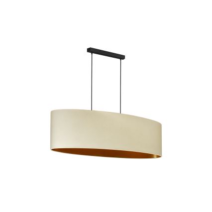Duolla - Ljuskrona med textilsladd OVAL VEGAN 2xE27/15W/230V grädde